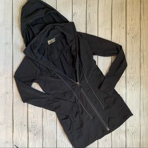 Athleta Tunic Length Black Hoodie Jacket Sz Xs